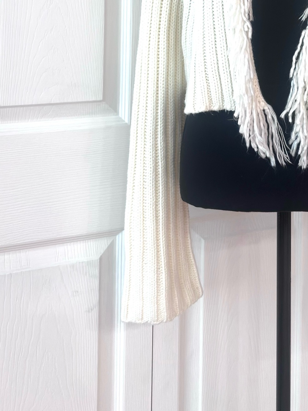 Miss Me Cream Cable Knit Cowl Neck Fringe Bell Sleeve Sweater - Picture 9 of 11